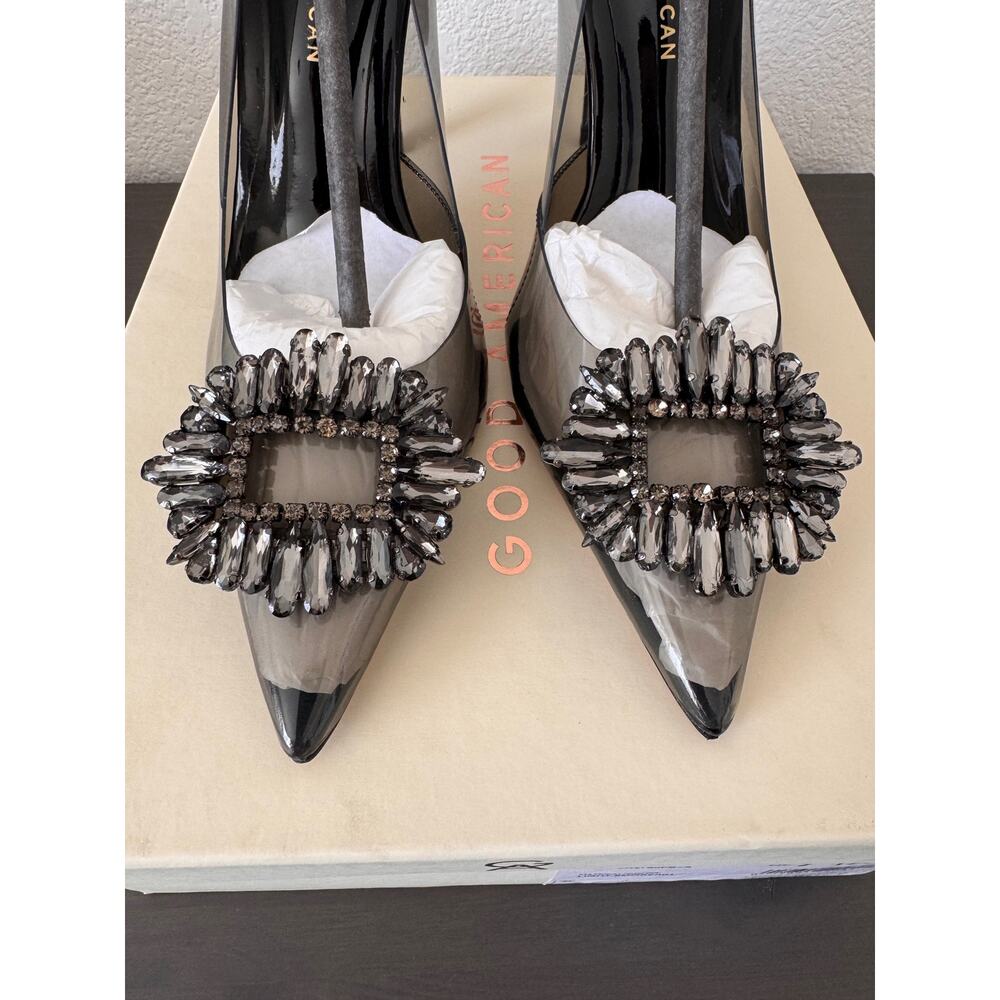 Good American | NIB Crystal "Cinder-F*cking-Rella "Pump Light Smoke Size 7.5 - Picture 4 of 14